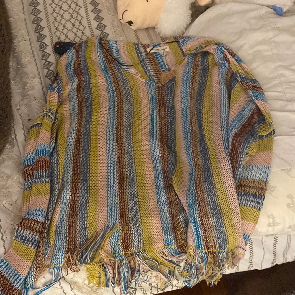 Natural life knit sweater rainbow